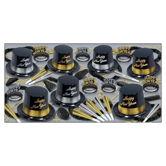 Beistle Black, Gold & Silver New Year Legacy Party Favor Kit for 50